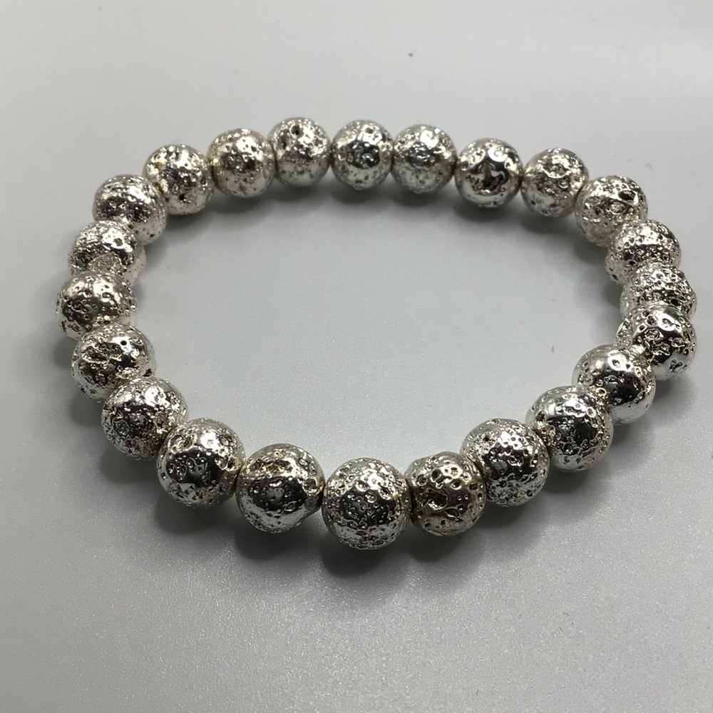 Silver Tone Beaded Stretch Bracelet
